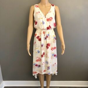 Lucky Brand Boho Cottagecore Pastel Floral Pattern Artsy High Low Maxi Dress.